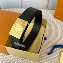 Men's Belt Genuine Leather Designer Belt Men's Double-sided Exquisite Letter Buckle First Layer Calf Leather Fashion Horizontal Stripe Belt Box