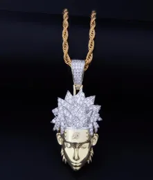 Hip Hop Full AAA CZ Zirkon Bling aus Cartoon uzumaki Anhänger Halskette für Männer Rapper Schmuck Gold Farbe 2010148695239