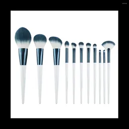 Escovas de maquiagem 11 pcs azul escuro conjunto com saco pó fundação sobrancelha de sombra Bush maquiagem kit de ferramentas