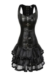 Steampunk Schnürpüre -up Rücken Taillenbetrag Body Shaper Schnalle Bustier Overbust Corsett Kleid Kunstleder Korsetts Minirock Tutu plus 228819145