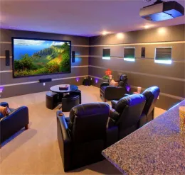 Top 220 inç 16: 9/4: 3/2.35: 1 ev sineması düz çerçeve beyaz 4K 8K Ultra HD Akustik olarak şeffaf sinema projektör ekranı