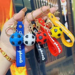 Keychains 6st Football Keychain för fläkt PVC Soft Lim Soccer Pendant Accessories Bag Decoration Key Chain Presents