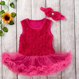 Kläduppsättningar födda baby flickor klädtutu klänningar sommar prinsessan tyll bodysuits romper kjol födelsedagsfest 3 6 9 12 månader roupa babe