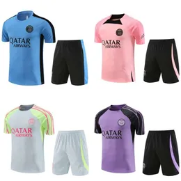 Soccer Jerseys Paris Mbappe Football Short Sleeved Training Jersey Set for Adult and Childrens Summer Pre Match Sports Training