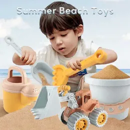 Sabbia gioca ad acqua divertente bambini giocattoli spiaggia di sabbia simulazione della torta ghiacciaia modello bulldozer secchio di grano di grano di mare estivo marittimo giocate sabbia d'acqua gamel2404