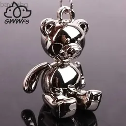 Клавные шнурки gwwfs Teddy Bear Pendant Key Chains для женщин мужские мужские металлические сплавовые сумки шарм автомобиль -клавиш держатель кольца держатель кольца Подарок D240417