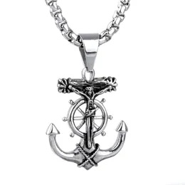 designer necklace Stainless steel accessories necklace mens jewelry Navy pendant titanium steel Jesus Anchor Pendant