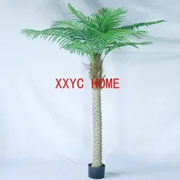 Decorative Flowers Coconut Needle Sunflower Tree Garden Decor Tropical Green Pot Artificial Palm Small False