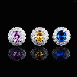 Anelli a grappolo Micro-set di lusso Micro-set Argyle Pink Diamond Apertura con 925 Stamp Giallo Zircone Femmina Regalo di matrimonio