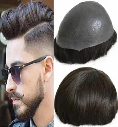 Silicone peruca para homens de calça reta Toupee completa Pu Toupe Toupee Toupee Europeia Virgem Virgem Humano Substituição de Substituição para Men 6383044