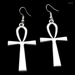 Dangle Earrings Vintage Big Ankh Crosses Ancient Egyptian Silver Color Women's Y2K Aesthetic Jewelry Accessories 2024