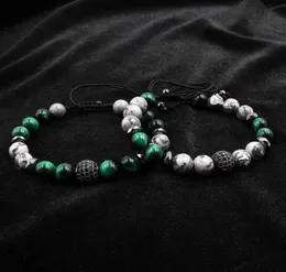 Naturliga grå Map Stone Strands Pave Charms Armband för män smycken Green Tiger Eye Buddha Gift Valentine039S Day Holiday9698948