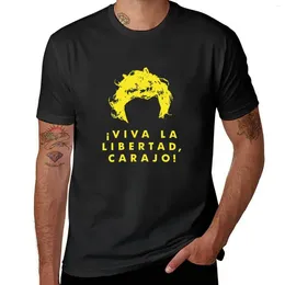 Polos da uomo Viva Viva Libertad Yellow Milei T-shirt Customs Design La tua maglietta a maniche corte per taglie da grafica magliette magliette casual elegante