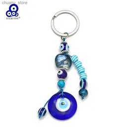 Клавичные шнурки Lucky Eye Glass Turkish Evil Eye Pendate Bulchain Bead Tassel Cake Cheam Care Keyring Jewelry Llavero Porte CL Y240417