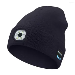 Berets Music Call Enabled Beanie Rechargeable Bluetooth Led Winter Cap With High Brightness Illumination Wireless For Camping