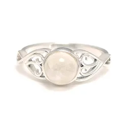 8mm Moonstone Women Rings Real 925 Sterling Silver Victorian Style Solitaire Ring 240417