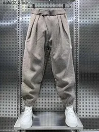 Herrbyxor herr randiga byxor Lossa hiphop -tröja Ny populära japanska Harajuku -byxor Lyxvarumärke Hougong Sweatpants Q240417
