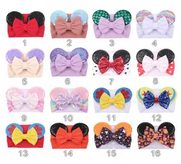 16 Style Cartoon Sequined Mouse Ears Headband Sequins Bow Headwrap Elastic Bowknot Hairbands Hair Bows Baby girl Wide Halloween Ha5357002