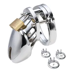 404550mm mm gaiola de pássaro aço inoxidável Padlock Castidade dispositivo de metal gock bdsm bondage Penis Ring -Lock Restrind Male Sex Toys Man 240412