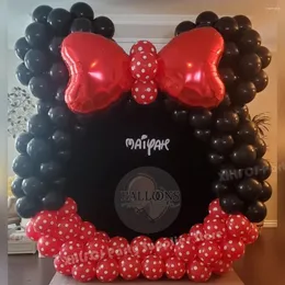 Parti Dekorasyonu 94pcs Siyah Kırmızı Polka Dot Balonlar Çelenk Kemer Kiti Kalp Yay Balon Kızlar Doğum Günü Düğün Bebek Duş Süslemeleri