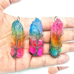 Подвесные ожерелья Jln Vintage Style Natural Crystal Rainbo