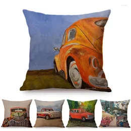 Kudde vintage bilstil trycktäckning euro klassiker nostalgi hem dekorativ bomullslinne soffa kast fall almofadas