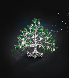 Pins Brooches Luxury Female Crystal Wishing Tree Brooch Charm Gold Silver Color Jewelry For Women Cute Pin Dress Coat Accessories7821702