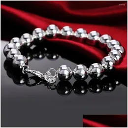 Straso di perline 925 Sterling Sier 10mm Solid/cavo perline liscio Bracciale per donne Fashion Engagement Party Charm Gioielli Delivery Dhjfd DHJFD