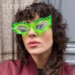 Солнцезащитные очки мода Y2K Punk Cat Eye Женщины мужчины роскошные бренд нерегулярные солнце