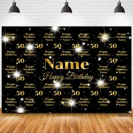 Nome personalizzato Età Testo Po Gold Goltter Birthday Party Banner Sfondi Baby Shower Numero Pogramma Pografia fai da te Prop 240411