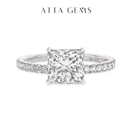 Attagems 18K Rings Rings Princess Cut D Color VVS1 80mm AU750 ETENITY Diamond Engagement Wedding for Women Gift 240417