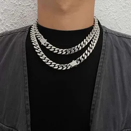 Kubansk halsband man hiphop street hip-hop titanium stål modeetikett färglös mångsidig grova kedjedesign