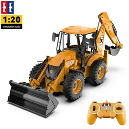 DIECAST MODEL CARS DOUBLE E589 RC Excavator 1/20 2.4G 11CH Remote Control Truck Backhoe Loader Light Construction Truck JCB Model J240417