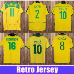 1998 Dunga Brazil Retro Mens 축구 유니폼 1994 Romario Pele Ronaldinho Rivaldo Careca Leonardo R. Carlos Fabiano D. Alves Brasil Home Away 축구 셔츠