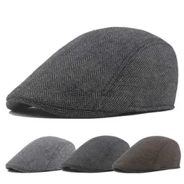 Berets Casual Painter Newsboy Cap Spring Summer Berets Hat For Men Women Herringbone Visor Peaked Cap Solid Color Duckbill Hat Old Men d24417