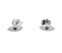 Whole cute evil eye stud earring for girl women 925 sterling silver sweet design tiny small stud eye paved white blue cz8549623