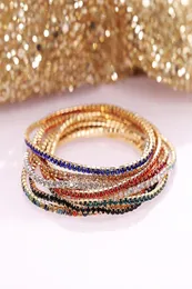 Многоцветный варенье регулируемый эластичный браслет красочный кристаллический теннис замороженным цепным женщинам Pulseira Feminia Jewelry Link8574266