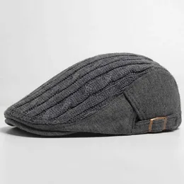 Boinas 2023 Novos homens Mulher boina de outono e inverno espessado boinas de frigideiras de falha moda Moda Menção Mens de Newsboy Cap casual Hat D240417