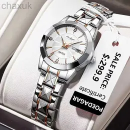 Armbanduhren Poedagar Neue wasserdichte Damen Uhren Top Marke Luxus Diamond Small Dial Lady Quartz Uhr für Frauen Geschenk Stahlarmband Reloj D240417