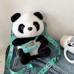 Stume di stoccaggio carine panda peluche per chody gust per piccoli bambini ragazze kawaii cartone animato morbido soffice mini croce a croce con cerniera