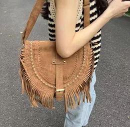 Kvällspåsar vintage frans tassel bohemiska kvinnor axel crossbody faux mocka hippie zigenare boho väska kvinnor39s handväskor bolsa f4350893