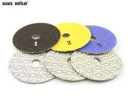 3 pieces 100mm Diamond Flexible Wet Dry Polishing Pads 3 Step Grinding for Stone Marble Tile1458967