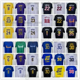 Uick-torr torr-lätt hög elasticitet mäns basket t-shirts tee jersey lebron 23 James Jimmy 22 butler Klay 11 Thompson Stephen 30 Curry Devin 1 Booker Kevin 35 Durant