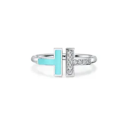 2022 anelli classici a doppio tshaped Apertura 925 anelli di banda in argento sterling 11 con logo originale Logo Woman Gioielli Ring1751822