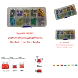 NOWOŚĆ 50PC/pudełko mini samochód 2A 3A 5A 7,5A 10A 15A 20A 25A 30A 35A z Auto Klips Auto Micro Blade Truck Truck