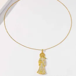 Designer Halskette Stil Voller Diamant Jesus kupferte wahres Gold -Set mit Zirkonstein Mode, die vielseitige Anhänger Halskette pendelt