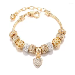 Bracelets Alloy Charm Bracelet for DIY Jewelry Making, Gold Big Hole Beads Bracelet