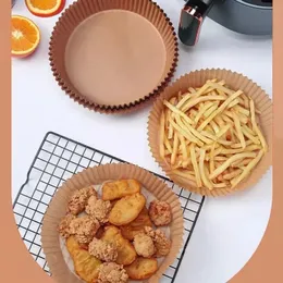 50/100pcs Air Fryer Parchment Paper Liner 16mm 20mm غير موظف سلة صينية ورقية لا يمكن التخلص منها للفرن تحميص الميكروويف