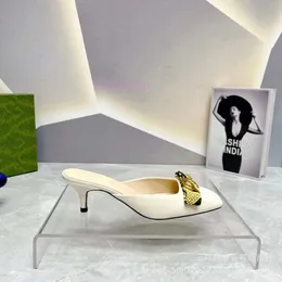 sandálias de grife feminino salto de verão Produto quadrado Cabeça dupla G Bloco de cores Sapatos únicos padrão de python