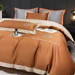 Вышивающие постельные принадлежности набор египетского хлопка с твердым цветом Quiltduvet крышка.